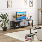 Meuble TV avec placards de rangement et étagères ouvertes, convient aux téléviseurs jusqu'à 65 pouces