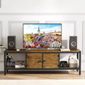TV Stand for TV up to 65 Inches, Large TV Console Table with 2 Closed Storage Spaces and Open Compartments, Wooden Entertainment Center with Feet