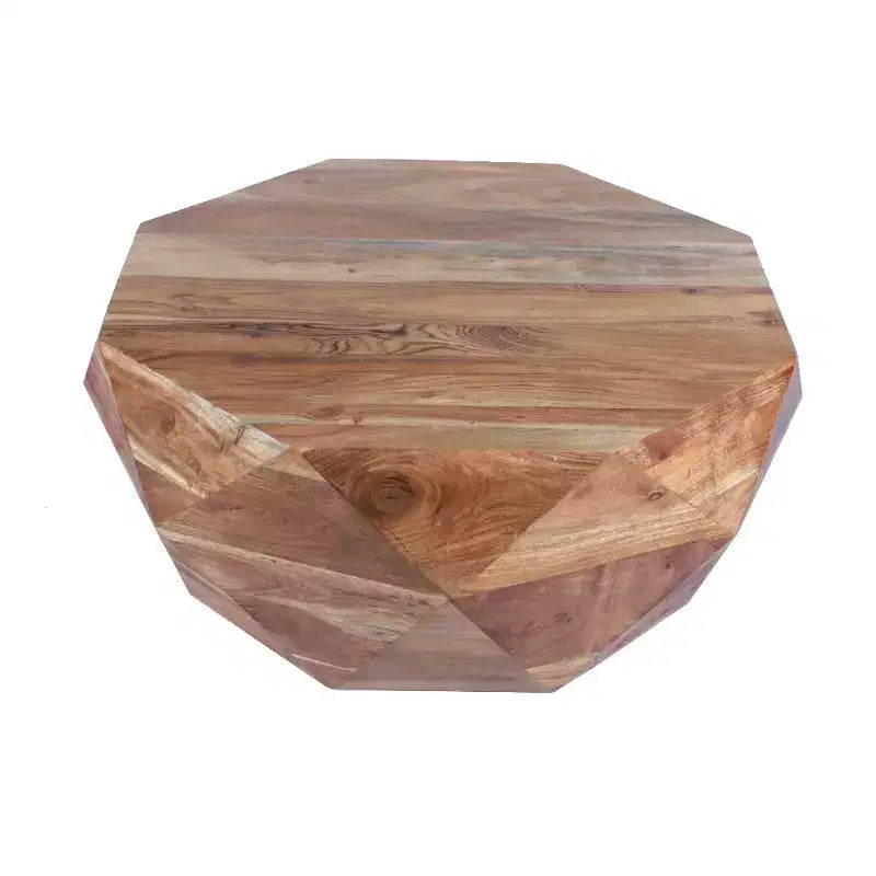 Table basse ronde en bois d'acacia, 84 cm, marron naturel