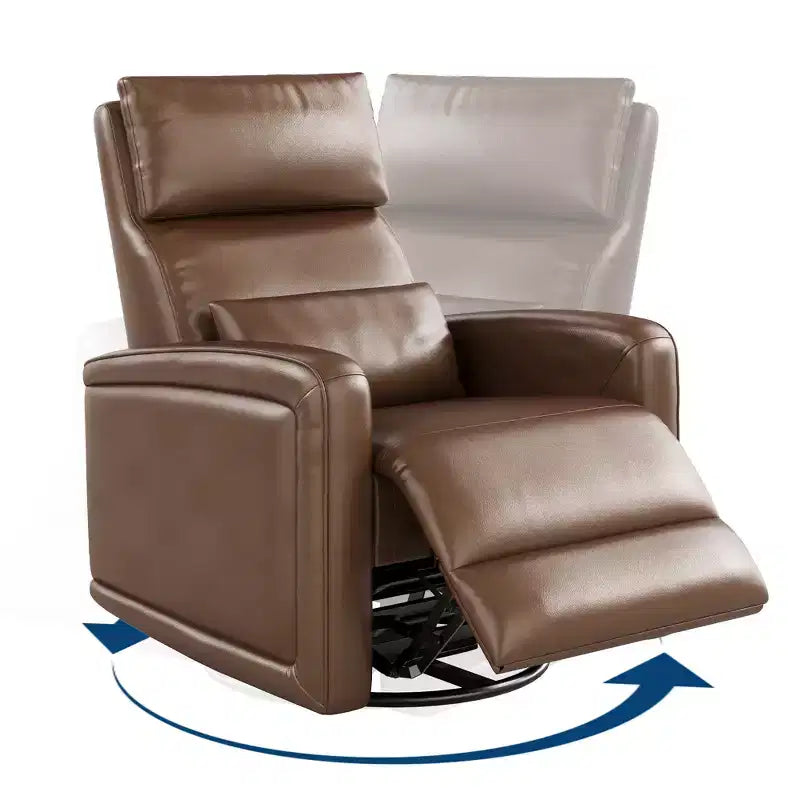 CuisinSmart Recliner Chair, Swivel Armchair with Adjustable Backrest & Footrest, Faux Leather Wingback Sofa, Hidden Pull Tab Reclining Mechanism
