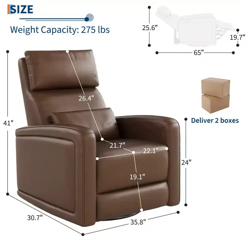Fauteuil inclinable pivotant avec dossier réglable et oreilles rembourrées