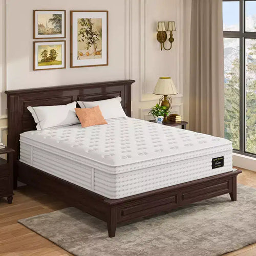 Okak 12/14IN Mattress with Memory Foam and Pocket Springs, Pressure Relief and Fiberglass Free Firm Mattress for Home, Hotel, Aparment