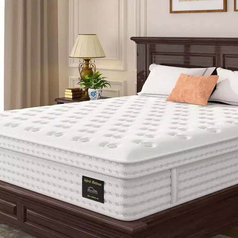Matelas en mousse à mémoire de forme et ressorts ensachés de 12/14 pouces, fermeté moyenne, sans fibre de verre