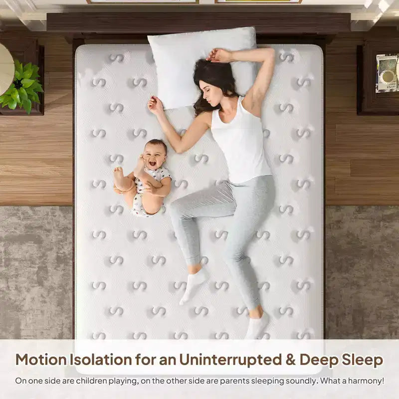 Matelas en mousse à mémoire de forme et ressorts ensachés de 12/14 pouces, fermeté moyenne, sans fibre de verre