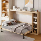 Lit escamotable avec étagère et rangement – Taille simple et double, design pliable peu encombrant