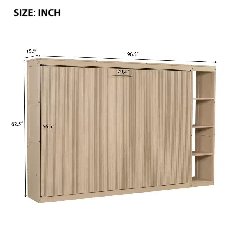 Lit escamotable avec étagère et rangement – Taille simple et double, design pliable peu encombrant