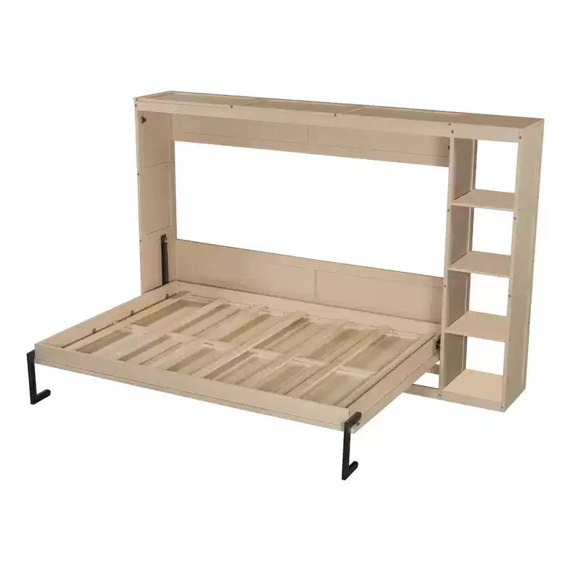 Lit escamotable avec étagère et rangement – Taille simple et double, design pliable peu encombrant