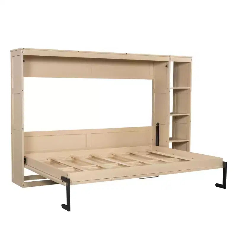 Lit escamotable avec étagère et rangement – Taille simple et double, design pliable peu encombrant