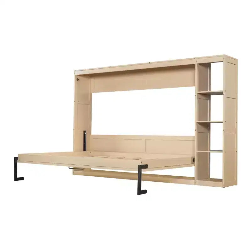 Lit escamotable avec étagère et rangement – Taille simple et double, design pliable peu encombrant