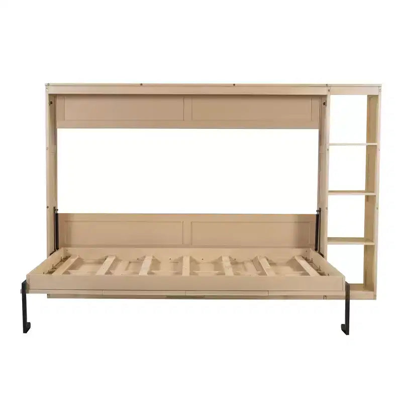 Lit escamotable avec étagère et rangement – Taille simple et double, design pliable peu encombrant