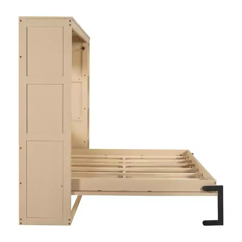 Lit escamotable avec étagère et rangement – Taille simple et double, design pliable peu encombrant