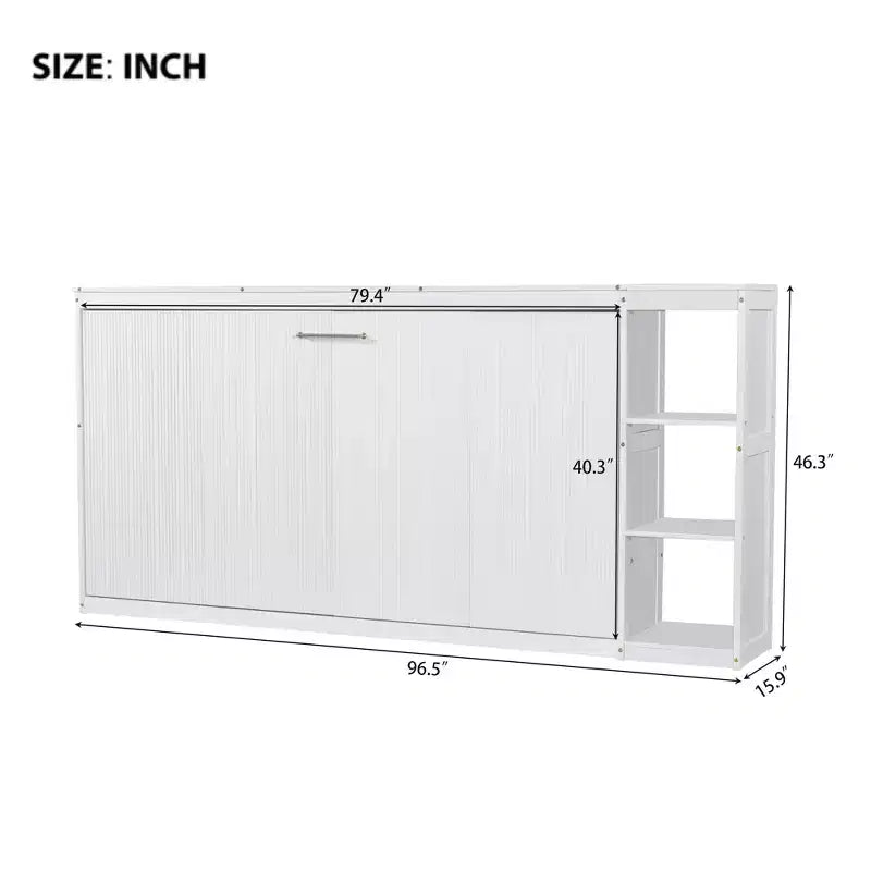 Lit escamotable avec étagère et rangement – Taille simple et double, design pliable peu encombrant