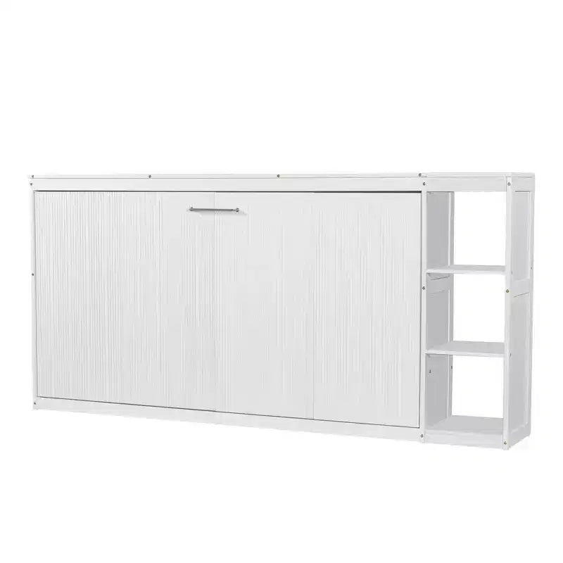 Lit escamotable avec étagère et rangement – Taille simple et double, design pliable peu encombrant