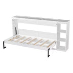Lit escamotable avec étagère et rangement – Taille simple et double, design pliable peu encombrant