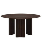 Table de salle à manger ronde de 60" avec pieds colonnes rayés et plateau en bois massif