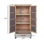 Bahut de rangement rustique en sapin de 69,9 cm avec 2 portes et 1 tiroir