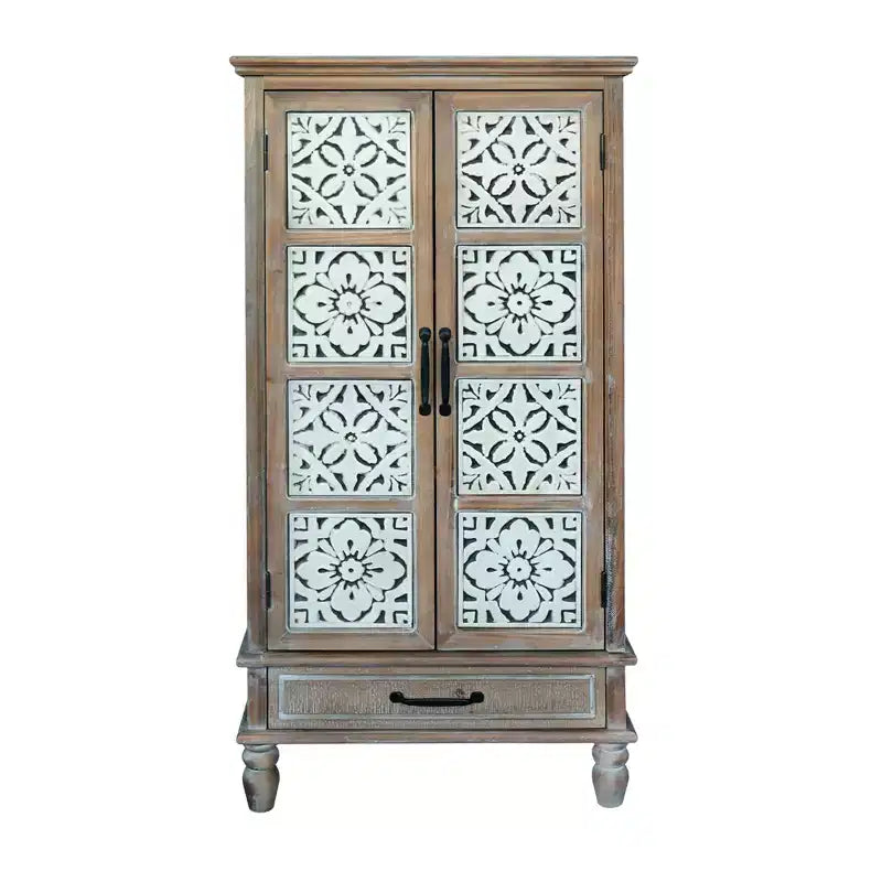 Bahut de rangement rustique en sapin de 69,9 cm avec 2 portes et 1 tiroir