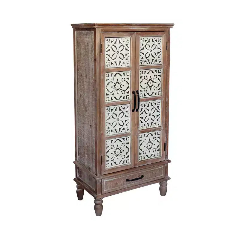 Bahut de rangement rustique en sapin de 69,9 cm avec 2 portes et 1 tiroir