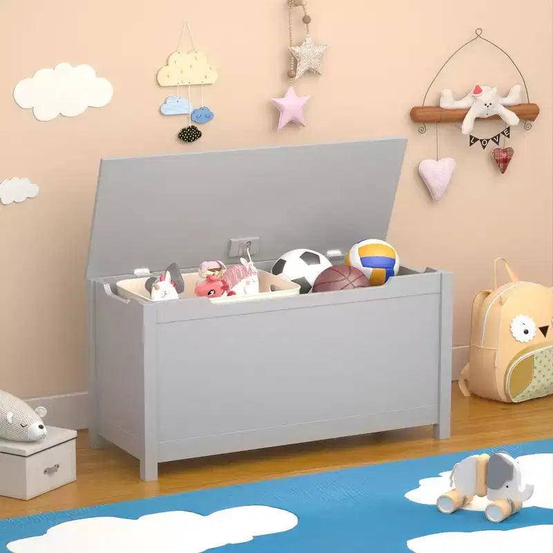 Boîte de rangement pour jouets d'enfants avec couvercle à charnière sécurisée, assemblage rapide