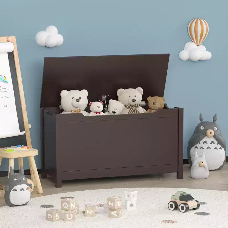 Boîte de rangement pour jouets d'enfants avec couvercle à charnière sécurisée, assemblage rapide