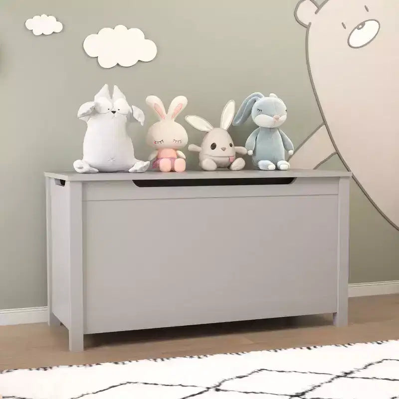Boîte de rangement pour jouets d'enfants avec couvercle à charnière sécurisée, assemblage rapide