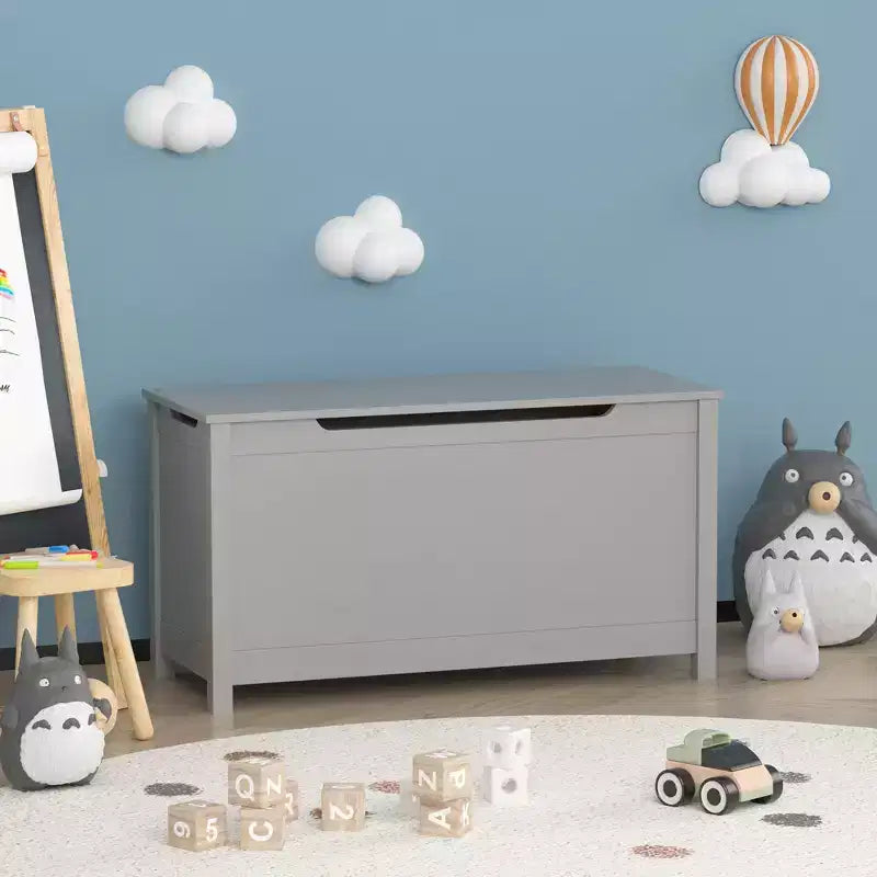 Boîte de rangement pour jouets d'enfants avec couvercle à charnière sécurisée, assemblage rapide
