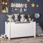 Boîte de rangement pour jouets d'enfants avec couvercle à charnière sécurisée, assemblage rapide