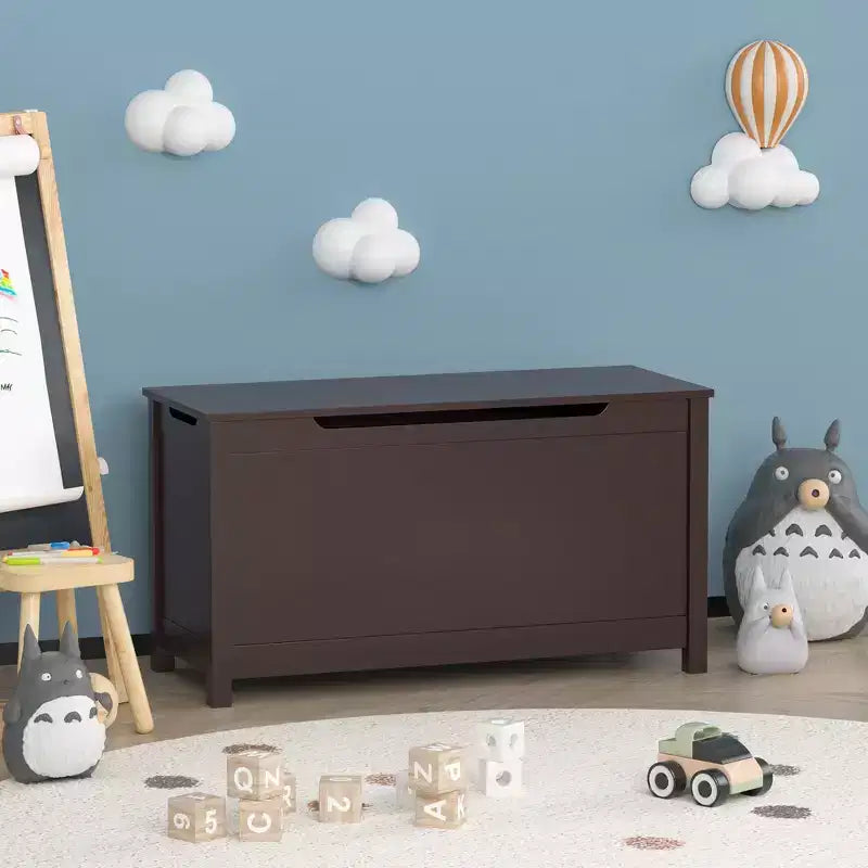 Boîte de rangement pour jouets d'enfants avec couvercle à charnière sécurisée, assemblage rapide