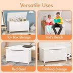 Boîte de rangement pour jouets d'enfants avec couvercle à charnière sécurisée, assemblage rapide