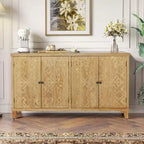 GDFStudio Isaac Rustic Fir Wood 59.00'' Storage Console Cabinet with 4 Doors