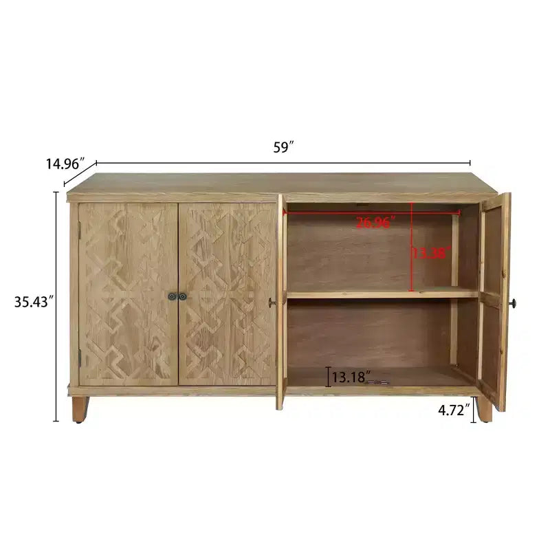Meuble console de rangement 59 po avec 4 portes