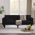 MAYEERTY Velvet Futon Couch Convertible Folding Three Seater Sofa Bed Tufted Couch for Apartment Black