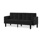 Canapé-lit convertible en velours, futon capitonné 3 places pour appartement, noir