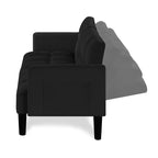 Canapé-lit convertible en velours, futon capitonné 3 places pour appartement, noir