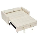 Canapé-lit deux places en velours avec lit gigogne – Beige