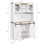 Meuble de bar à café et cave à vin de style ferme de 70 pouces avec portes coulissantes de grange, buffet de cuisine avec étagère à vin et porte-verres, meuble de rangement de garde-manger