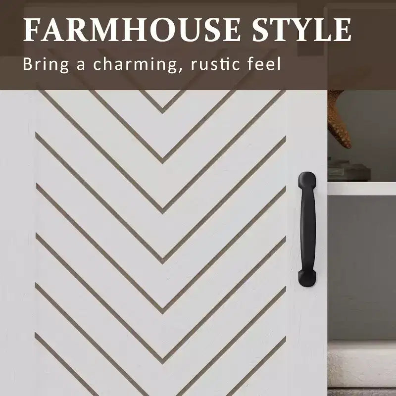 Meuble TV de style rustique avec portes coulissantes façon grange, pour téléviseurs jusqu'à 65 pouces, hauteur 86 cm, avec placard de rangement