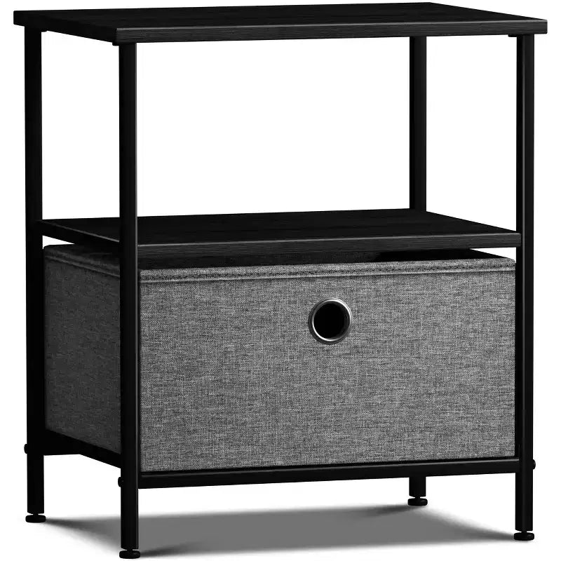 Sorbus 1 Drawers Nightstand with Shelf - Steel Frame, Wood Top & Easy Pull Fabric Bins - Perfect for Home, Bedroom, Office & College Dorm