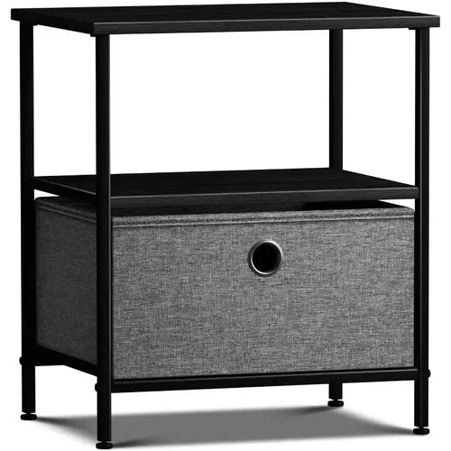 Sorbus 1 Drawers Nightstand with Shelf - Steel Frame, Wood Top & Easy Pull Fabric Bins - Perfect for Home, Bedroom, Office & College Dorm