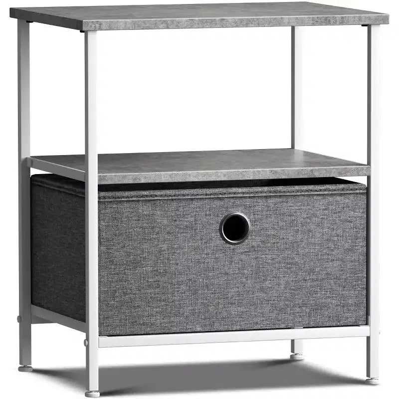 Table de chevet à 1 tiroir avec étagère ouverte et bac en tissu
