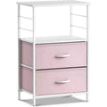 Sorbus 2 Drawers Nightstand with Shelf - Steel Frame, Wood Top & Easy Pull Fabric Bins - Perfect for Home, Bedroom, Office & More