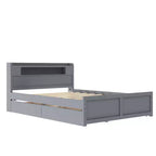 Lit plateforme Queen size avec lit gigogne, 2 tiroirs de rangement et tête de lit LED
