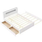 Lit plateforme Queen size avec lit gigogne, 2 tiroirs de rangement et tête de lit LED