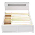 Lit plateforme Queen size avec lit gigogne, 2 tiroirs de rangement et tête de lit LED