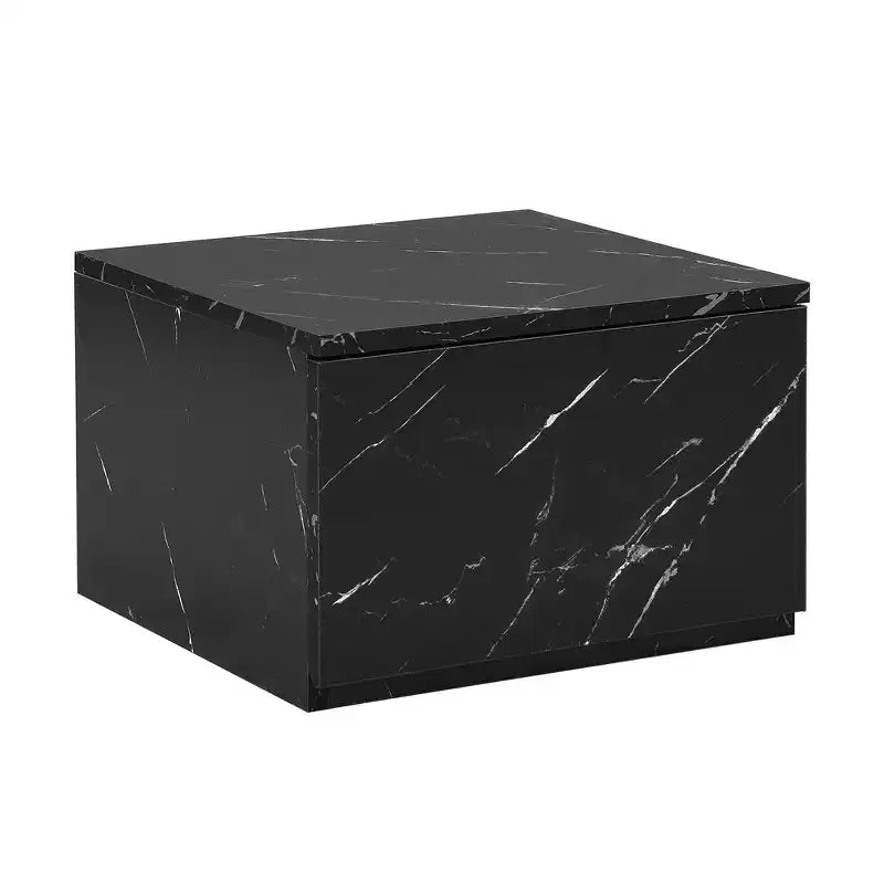 Meuble TV de 200 cm avec 4 tiroirs, compatible avec les téléviseurs jusqu'à 224 cm, finition imitation marbre et noyer