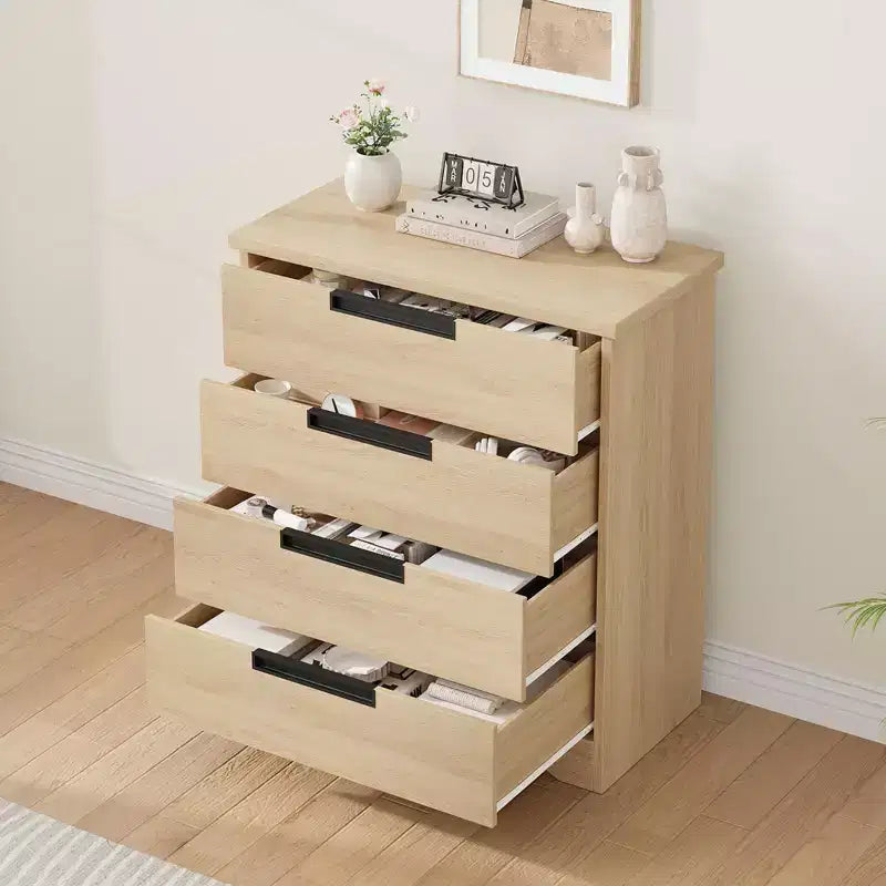 Commode 4 tiroirs avec poignées intégrées