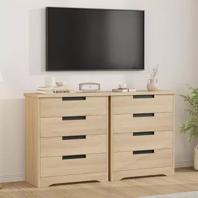 Commode 4 tiroirs avec poignées intégrées
