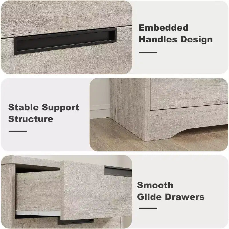 Commode 4 tiroirs avec poignées intégrées
