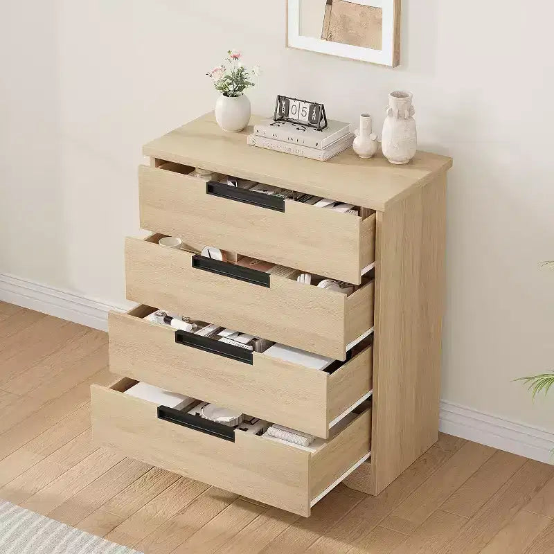 Commode 4 tiroirs avec poignées intégrées