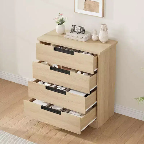 Commode 4 tiroirs avec poignées intégrées